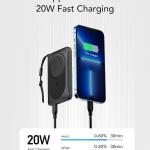 پاوربانک مغناطیسی VRURC 10000mAh با شارژ بی‌سیم و PD 20W مشکی